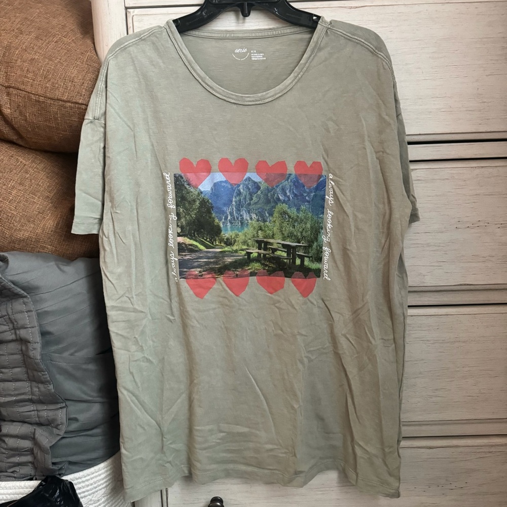 aerie Olive Crewneck Tee